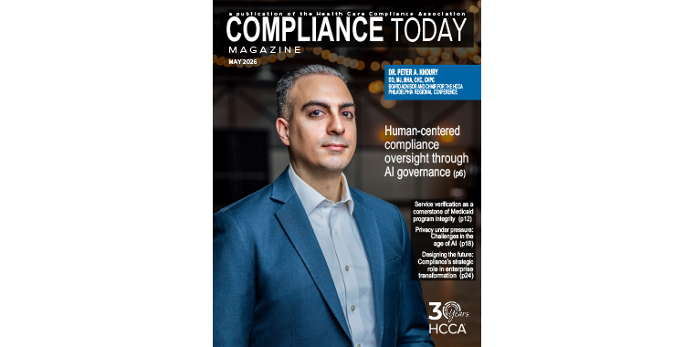 Peter Khoury Cover of Compliance Today Magazine